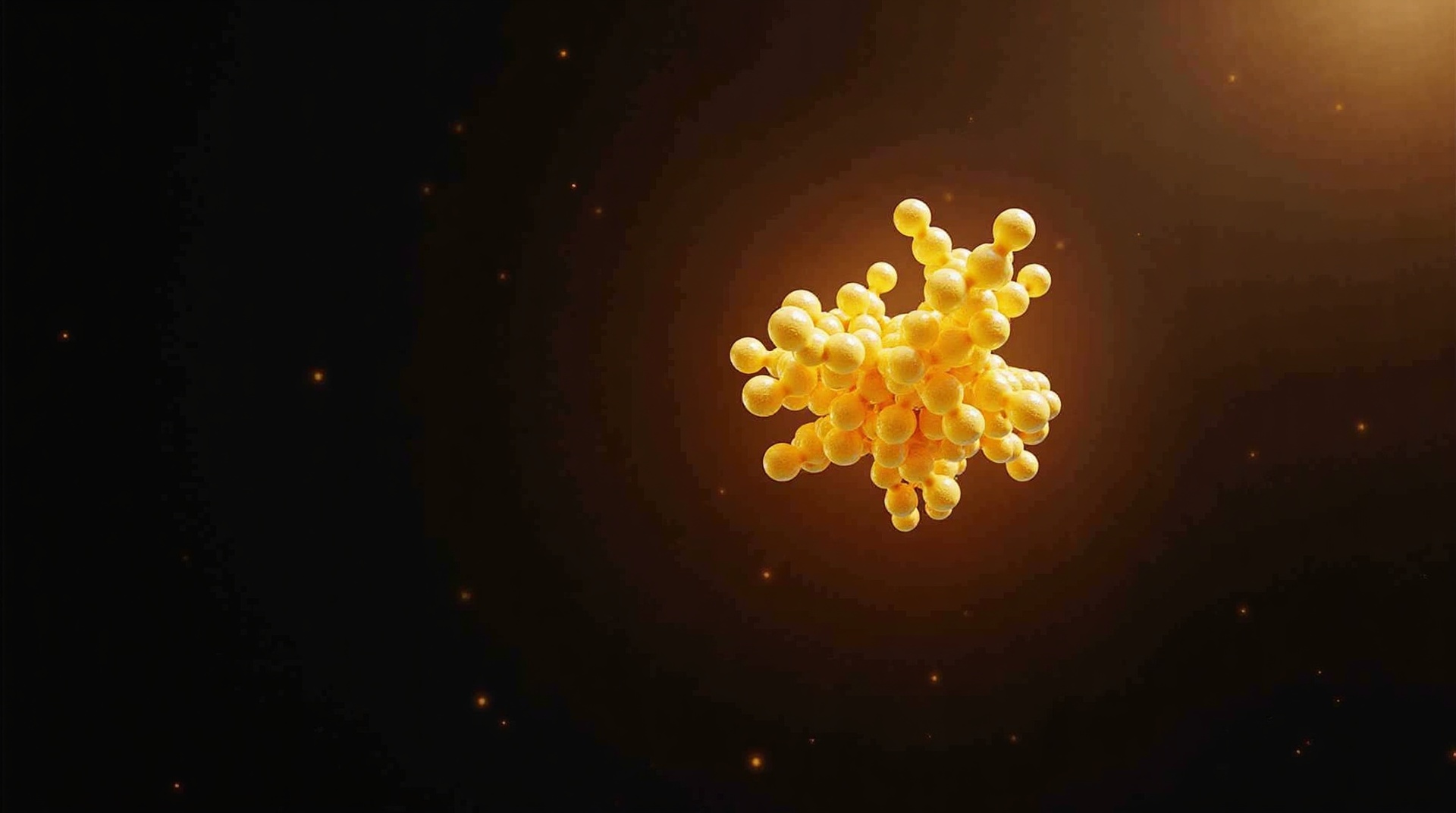 A glowing golden molecular structure on black, representing berberine supplement formulation.