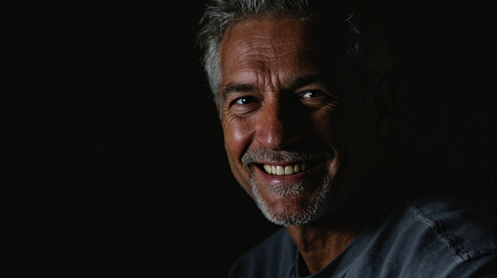 A natural candid portrait of a healthy older man smiling, representing longevity supplement ingredients and healthy aging.