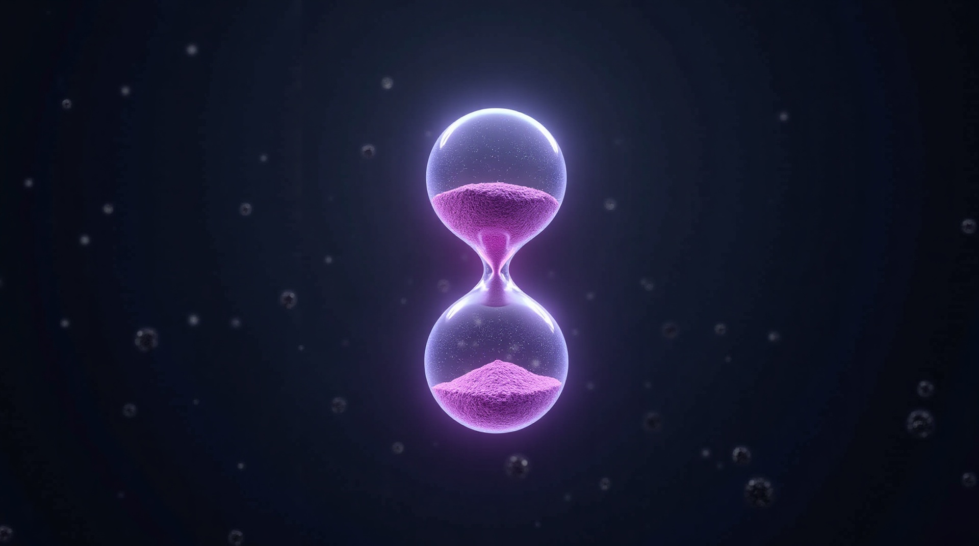 A glowing hourglass on a dark background, representing longevity supplement ingredients such as NMN, urolithin A, and spermidine.