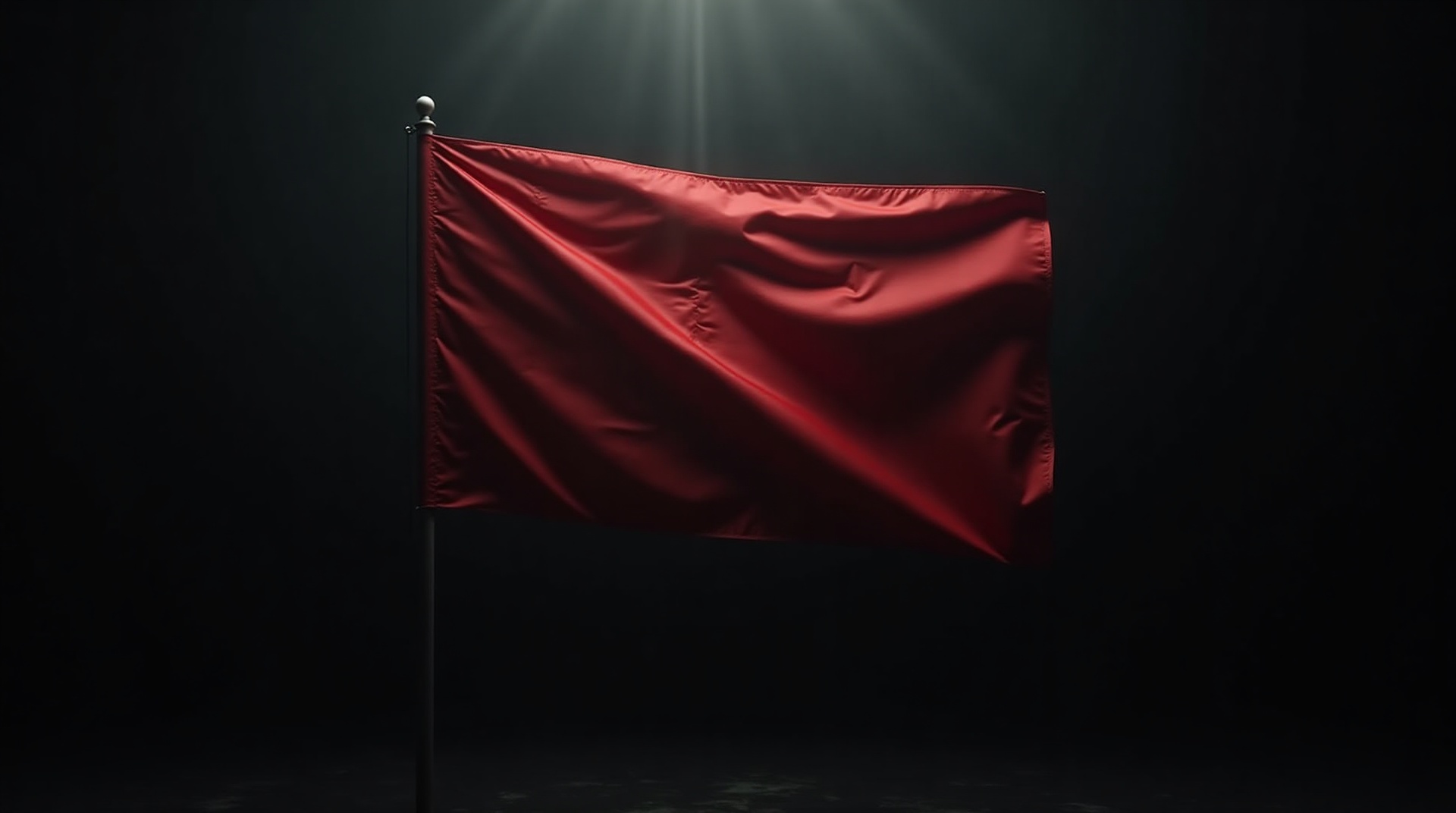 A single red warning flag lit against a black background, representing red flags when vetting a nutraceutical contract manufacturer.